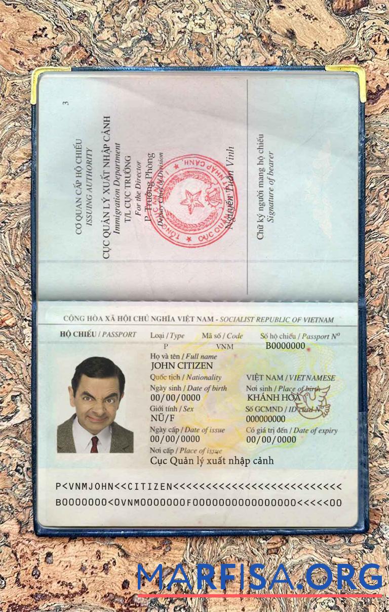 Blank Vietnam passport photo look template